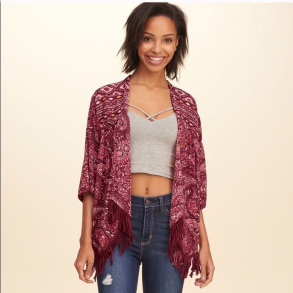 Hollister Tops - NWT Hollister Kimono Fringe Top, size XS